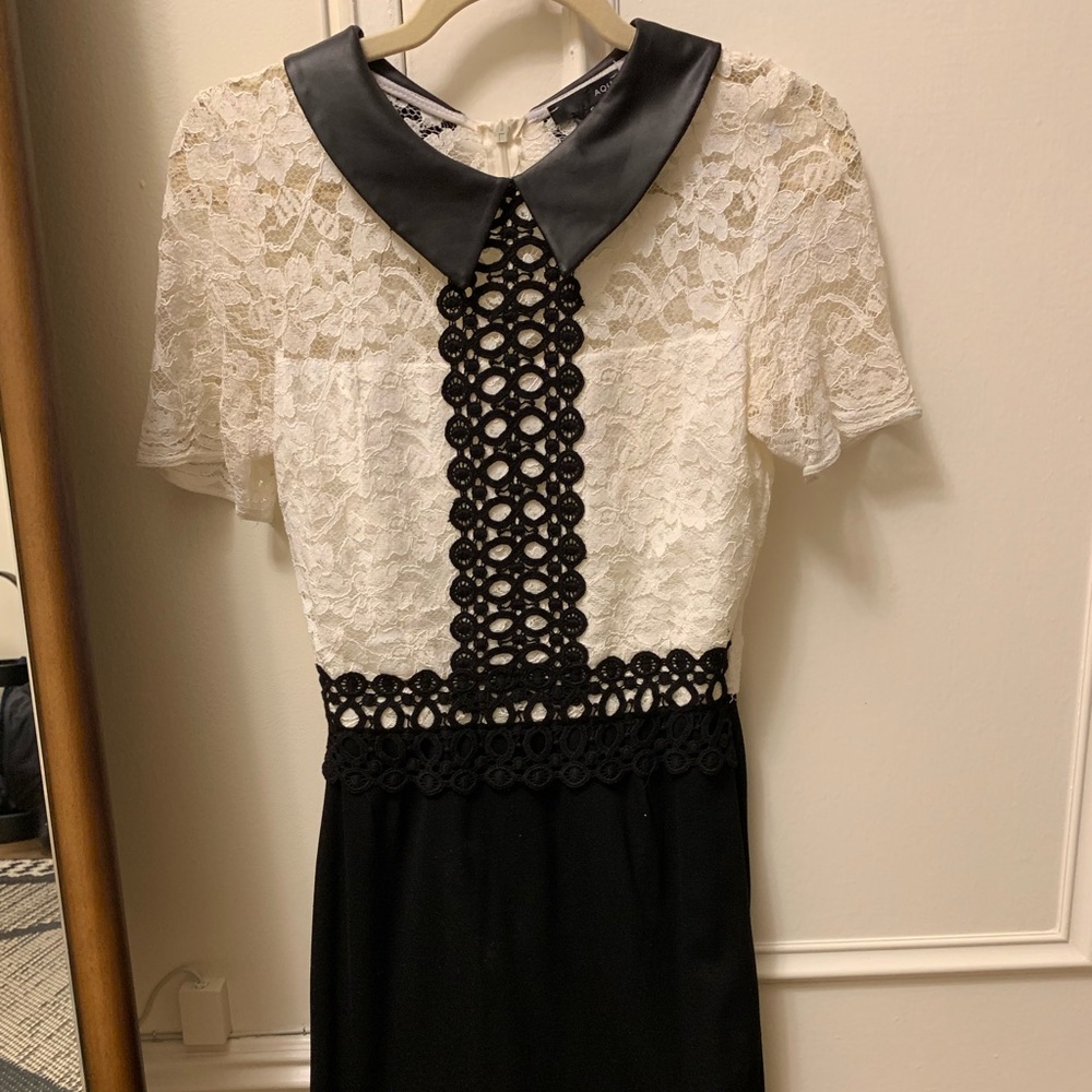 Aqua lace and leather dress